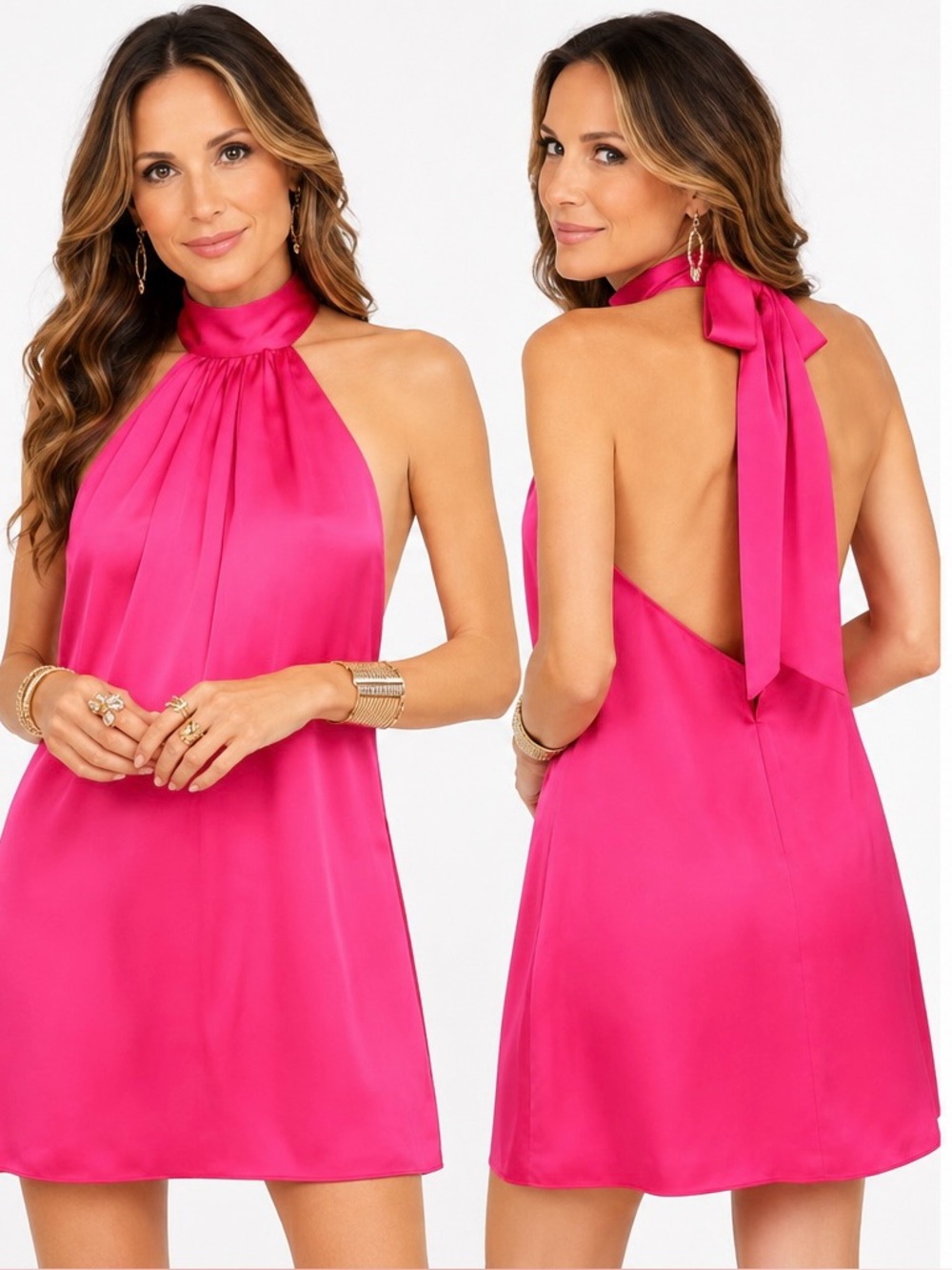 Ramy Brook Sam Papin Pink Satin Halter Mini $445